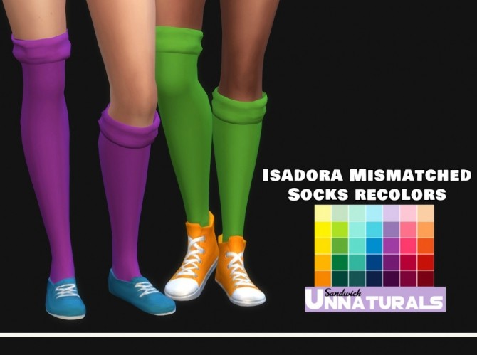 Sims 4 Isadora Mismatched Socks Recolors at Maimouth Sims4