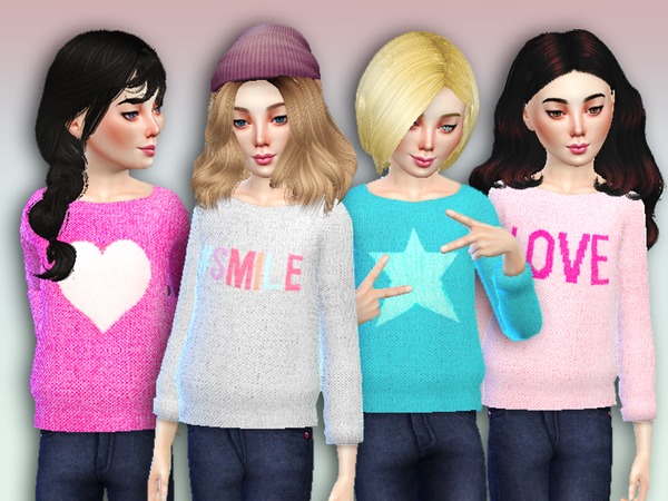 Sims 4 Fuzzy Sweaters For Girls by Simlark at TSR