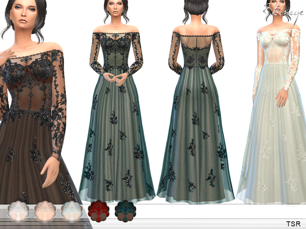 Sims 4 Transparent Gown With Lace Applique by ekinege at TSR