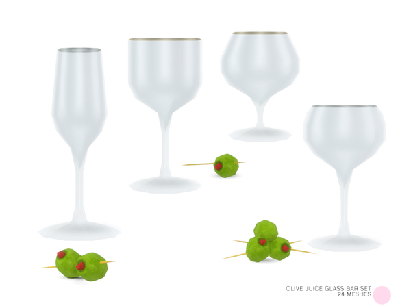 Sims 4 Olive Juice Glass Bar Set by DOT at TSR
