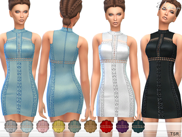 Sims 4 Crochet Inset Mini Dress by ekinege at TSR