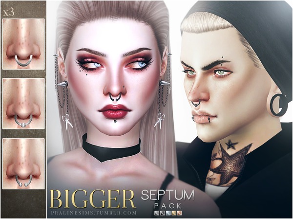 Sims 4 Bigger Septum Pack by Pralinesims at TSR