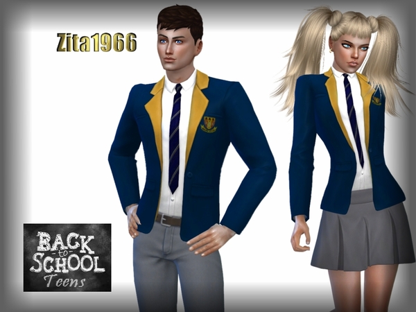 Sims 4 ZITA TEEN SCHOOL BLAZER by ZitaRossouw at TSR