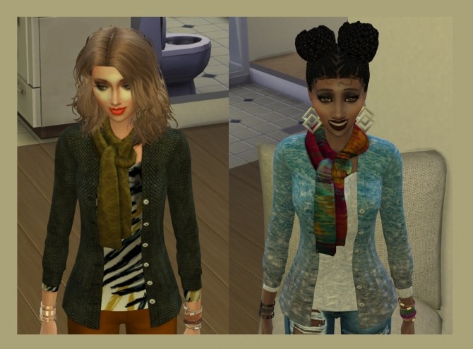 Sims 4 Get to Work Jacket and Scarf with nametag removed by vanessahuckeby at Mod The Sims