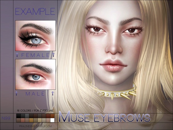 Sims 4 Muse Eyebrows N99 by Pralinesims at TSR