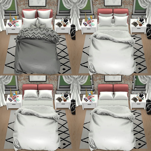 Sims 4 LBS Bedding Set: 2 Comforters & Pillow Sets by Sympxls at SimsWorkshop