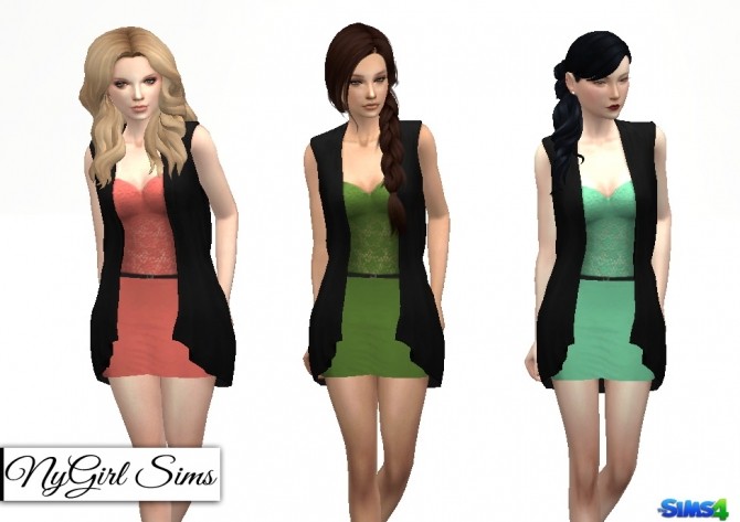Sims 4 Lace Dress with Sleeveless Cardigan at NyGirl Sims