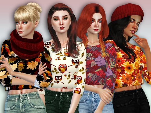 Sims 4 Autumn Abundance Cropped Sweaters by Simlark at TSR