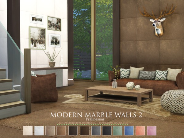 Sims 4 Modern Marble Walls 2 by Pralinesims at TSR