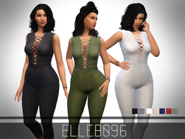 Sims 4 Lace Up Jumpsuit by Elleb096 at TSR