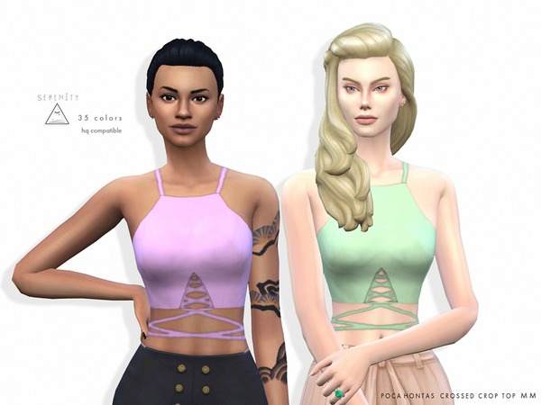 Sims 4 Pocahontas Crossed Crop Top MM by serenity cc at TSR
