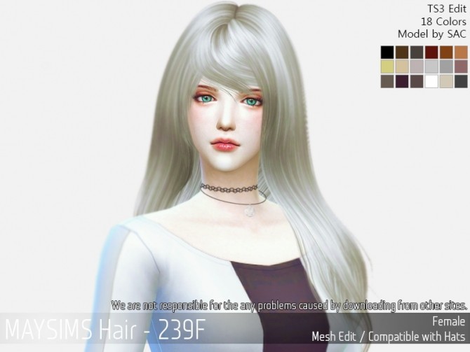 Sims 4 Hair 239F conversion at May Sims