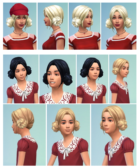 Sims 4 2 Buns Hair Mother&Daughter at Birksches Sims Blog