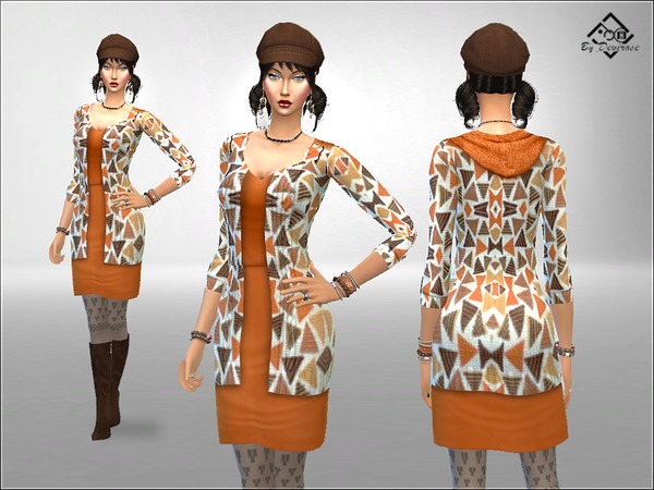 Sims 4 Cardigan dress with hood by Devirose at TSR