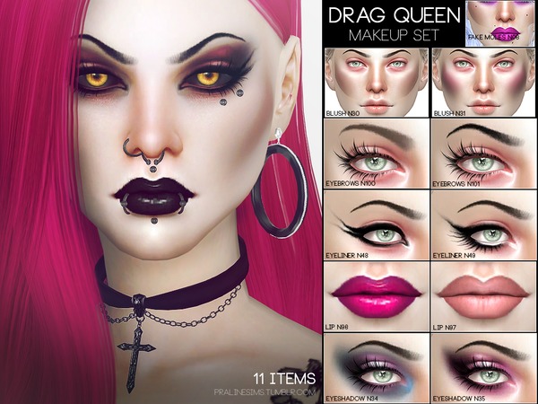 Sims 4 Drag Queen Makeup Set by Pralinesims at TSR
