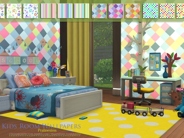Sims 4 Kids Room Wallpapers by Pralinesims at TSR