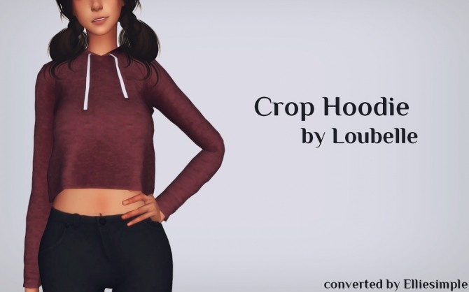 Sims 4 Loubelles Crop Hoodie recolors at Elliesimple