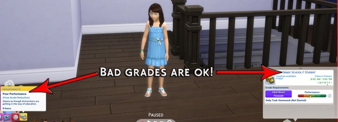 Sims 4 Bad Grades are OK mod by Simstopics at SimsWorkshop