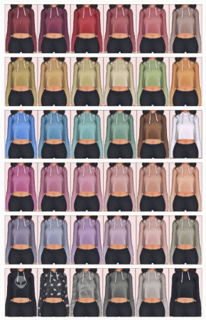 Loubelle's Crop Hoodie recolors at Elliesimple » Sims 4 Updates