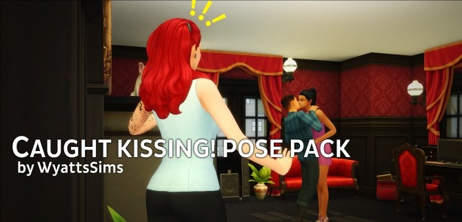 Sims 4 Caught Kissing Pose Pack by WyattsSims at SimsWorkshop