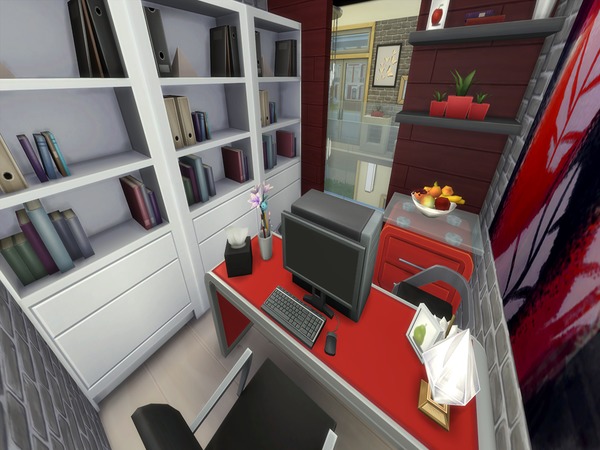 Sims 4 Red Velvet 8x8 Cubic Apartment by PxiPlays at TSR