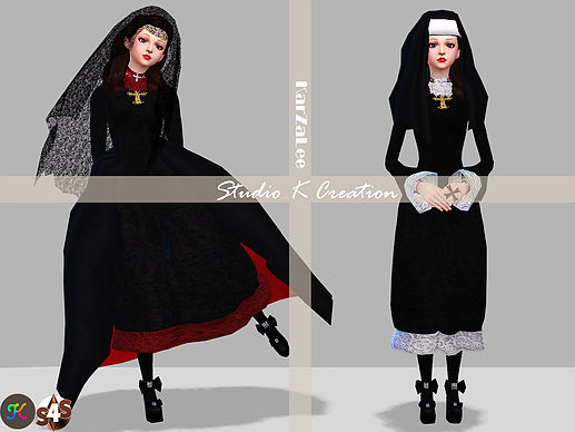 Sims 4 DarkSouls nuns outfit at Studio K Creation