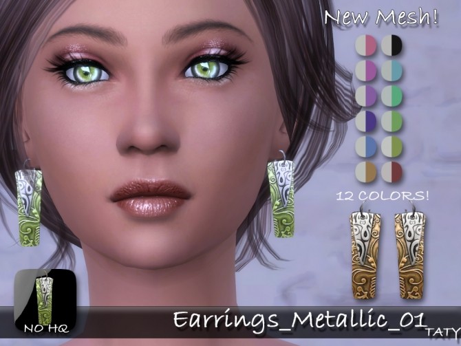 Sims 4 Metallic earrings 01 by Taty86 at SimsWorkshop