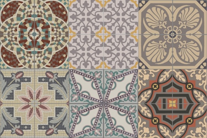 Sims 4 6 historic floor tiles by Velouriah at Mod The Sims