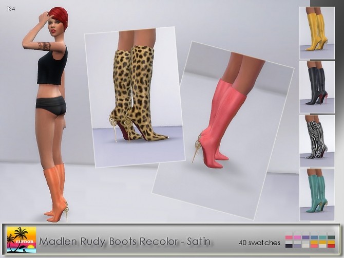 Sims 4 Madlen Rudy Boots Recolor Satin at Elfdor Sims