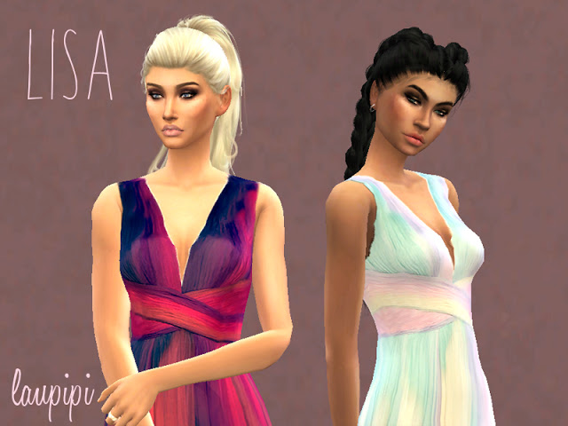 Sims 4 Lisa long multicolour dress at Laupipi