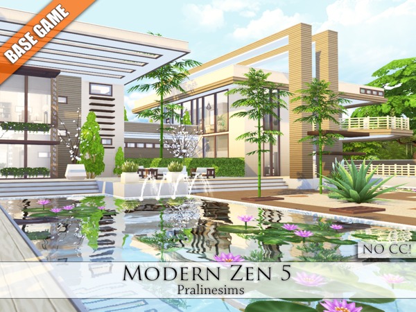 Sims 4 Modern Zen 5 house by Pralinesims at TSR