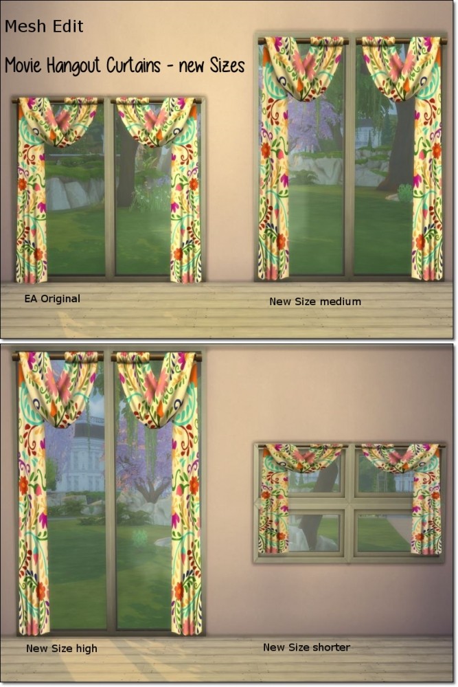 Sims 4 Movie Hangout Curtains new sizes at ChiLLis Sims