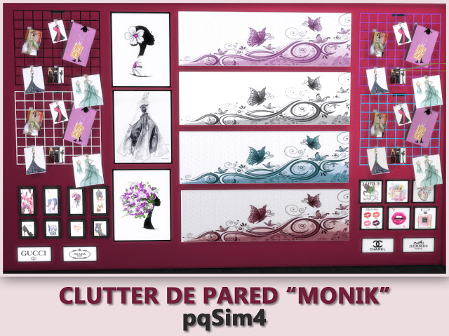 Sims 4 Monik Wall Clutter by Mary Jiménez at pqSims4