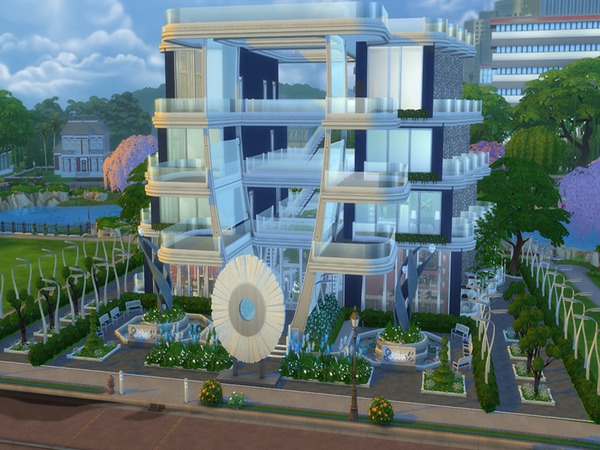 Sims 4 Sky View Modern Apartment Building by PxiPlays at TSR