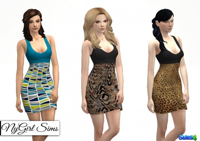 Sims 4 Tank Mini Dress with Printed High Waist Skirt at NyGirl Sims