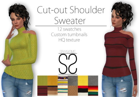 Cut-out Shoulder Sweater at SphynxSims