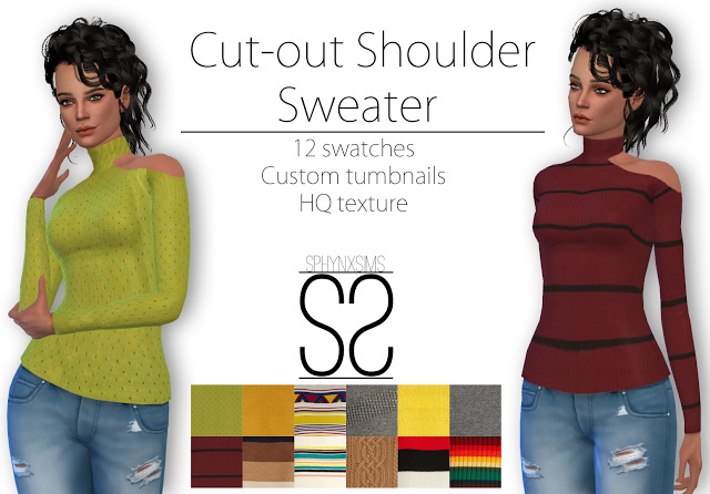 Sims 4 Cut out Shoulder Sweater at SphynxSims