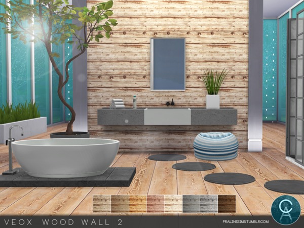 Sims 4 VEOX Wood Wall 2 by Pralinesims at TSR