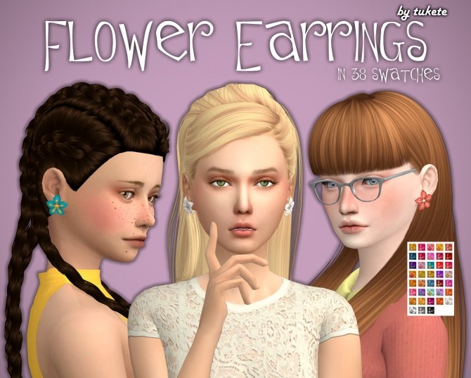 Sims 4 Flower Earrings at Tukete