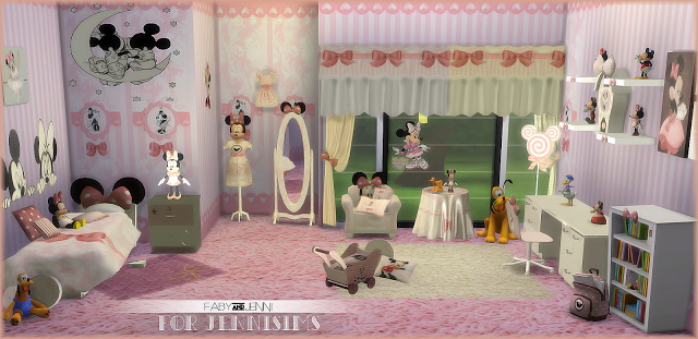 Sims 4 Kids Furniture Bedroom Minnie Mouse Faby&Jenni (19 items) at Jenni Sims
