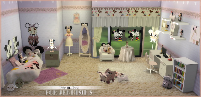 Sims 4 Kids Furniture Bedroom Minnie Mouse Faby&Jenni (19 items) at Jenni Sims