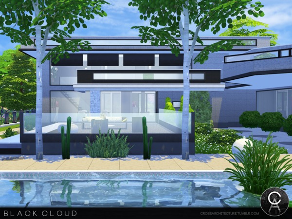 Sims 4 Black Cloud home by Pralinesims at TSR