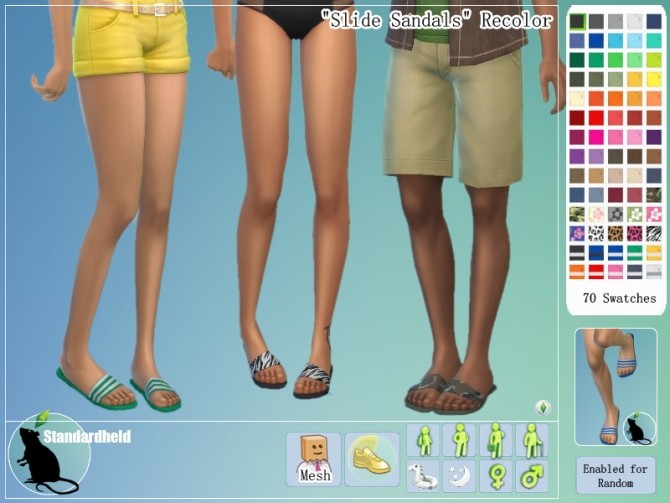Sims 4 Recolors of Verankas Slide Sandals by Standardheld at SimsWorkshop