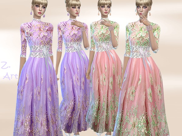 Sims 4 Blossoms Sparkle gown by Zuckerschnute20 at TSR