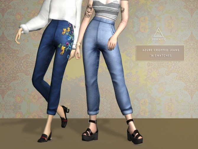 Sims 4 AZURE CROPPED JEANS at SERENITY