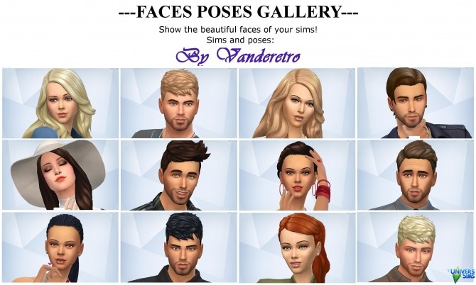 Sims 4 Centered Cas and Gallery Faces Poses by Vanderetro at L’UniverSims