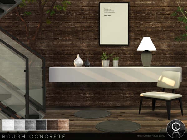 Sims 4 Rough Concrete Wall by Pralinesims at TSR