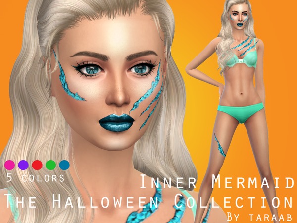 Sims 4 Halloween Inner Mermaid Body Makeup by taraab at TSR