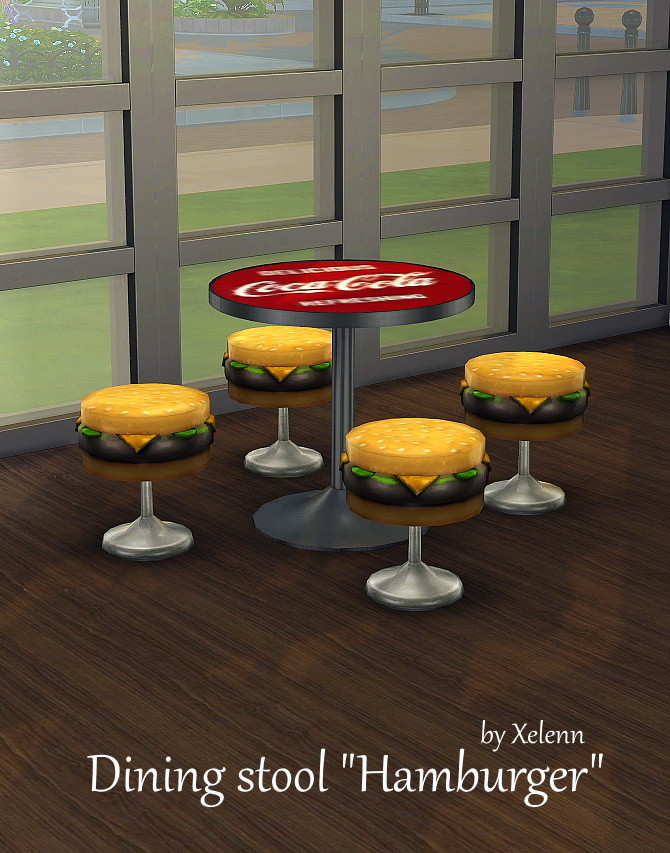 Sims 4 Hamburger oil free sits stool at Xelenn