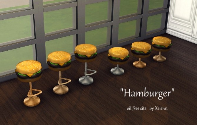 Sims 4 Hamburger oil free sits stool at Xelenn